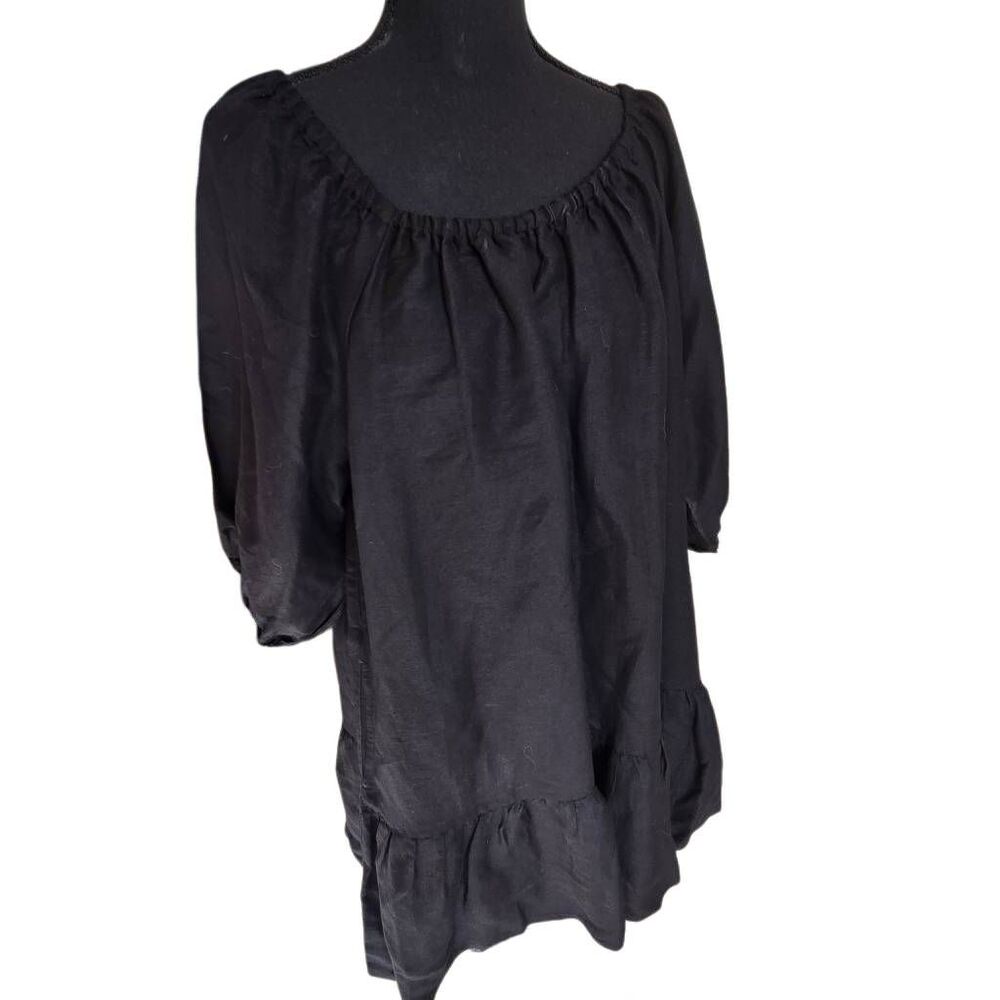 Tommy Bahama Womens Linen Blend St. Lucia Off Shoulder Tiered Dress Black XL - Picture 4 of 11